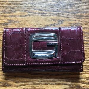 Guess Burgundy Croc-Embossed Clutch
